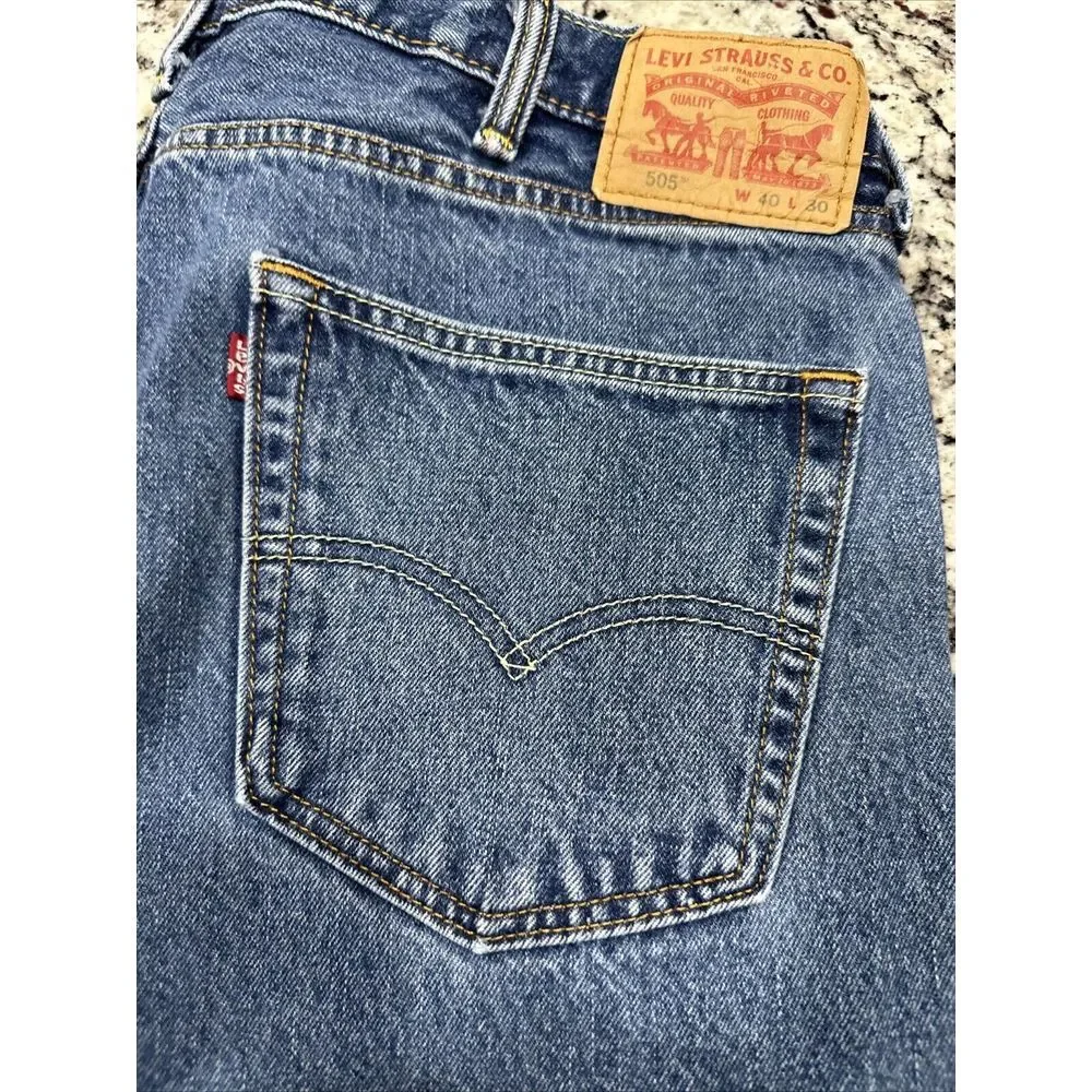 Levi's Men's Straight Jeans Blue‎ Cotton 40x30 505 Original Fit Jeans 3rd